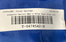 Load image into Gallery viewer, Alberto Celini Mens Blue Sleeveless Notch Lapel Button Front Suit Vest Size 42L