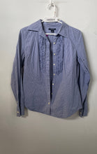 Load image into Gallery viewer, Nautica Womens Blue Gingham Ruffle Long Sleeve Collared Button-Up Shirt Size 4