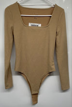 Load image into Gallery viewer, A New Day Womens Khaki Long Sleeve Square Neck Bodysuit Top Size S