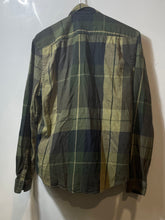 Load image into Gallery viewer, Express Mens Green Plaid Long Sleeve Collared Button-Up Shirt Size Small