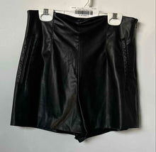 Load image into Gallery viewer, Zara Womens Black Faux Leather Pockets Flat Front Mom Shorts Size S