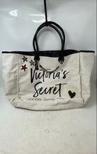 Load image into Gallery viewer, Victoria's Secret Womens White Black Canvas Double Handle Tote Purse
