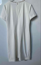 Load image into Gallery viewer, Karl Lagerfeld Womens White Short Sleeve Crew Neck Shift Dress Size 10