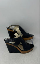 Load image into Gallery viewer, Michael Kors Womens Josephine Black Leather Wedge Heel Slingback Sandals Sz 7.5M