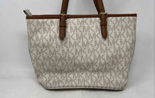 Load image into Gallery viewer, Michael Kors Womens Brown Ivory Signature Print Charm Bottom Studs Tote Handbag