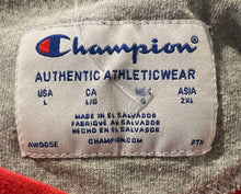 Load image into Gallery viewer, Champion Mens Red Gray Long Sleeve Pockets Regular Fit Pullover Hoodie Size L