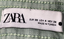 Load image into Gallery viewer, Zara Womens Green Denim Pockets Regular Fit Medium Wash Wide-Leg Jeans Size 4