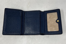 Load image into Gallery viewer, Michael Kors Womens Blue Leather Credit Card Slots Trifold Wallet