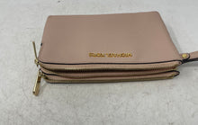 Load image into Gallery viewer, Michael Kors Womens Cream & Light Pink Signature Print Zipper Clutch Wallet