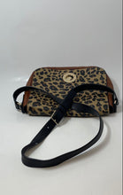 Load image into Gallery viewer, Cole Haan Womens Brown Leopard Print Leather Adjustable Strap Flap Crossbody Bag