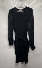 Load image into Gallery viewer, Calvin Klein Womens Black Knit Balloon Sleeve Tie Waist Sweater Dress Size M