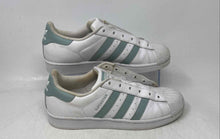 Load image into Gallery viewer, Adidas Womens Superstar Blue White Leather Lace-Up Sneaker Shoes Size 7.5