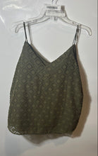 Load image into Gallery viewer, Calvin Klein Womens Green Geometric Sleeveless V-Neck Cropped Top Size Medium