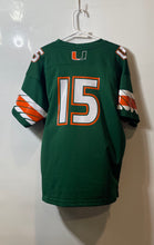 Load image into Gallery viewer, Adidas Boys Green NCAA Miami Hurricanes #15 Short Sleeve Football Jersey Size XL