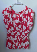 Load image into Gallery viewer, Tommy Hilfiger Womens Coral White Floral Short Sleeve Pullover Blouse Top Size M