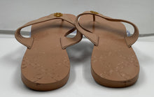 Load image into Gallery viewer, Authentic Tory Burch Womens Monroe Beige Monogram Thong Sandals Size 9 M Stained