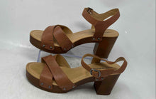 Load image into Gallery viewer, Lucky Brand Womens Haidlee Brown Leather Block Ankle Strap Heels Size 9M