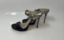 Load image into Gallery viewer, Michael Kors Womens Black Snake Print Leather Stiletto Ankle Strap Heels Size 7M