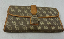 Load image into Gallery viewer, Dooney & Bourke Womens Brown Beige Signature Print Zip Pocket Bifold Wallet
