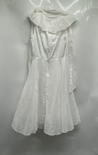 Load image into Gallery viewer, Calvin Klein Womens White V-Neck Sleeveless Front Ruffle Fit & Flare Dress Sz 2