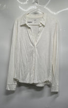 Load image into Gallery viewer, Gap Womens White Space Dye Long Sleeve Collared Regular Fit Button-Up Shirt Sz M