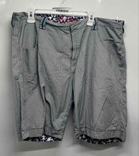 Load image into Gallery viewer, Robert Graham Mens Gray Striped Flat Front Regular Fit Chino Shorts Size 40