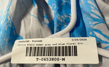 Load image into Gallery viewer, Calvin Klein Womens Gray Blue Floral Cotton Button Long Sleeve Blouse Top Sz XS