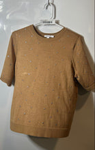 Load image into Gallery viewer, Chico's Womens Brown Studded Short Sleeve Crew Neck Pullover Sweater Size 1