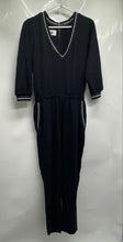 Load image into Gallery viewer, Zara Womens Black White 3/4 Sleeve V-Neck Pockets One-Piece Jumpsuit Size XS