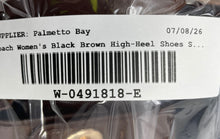 Load image into Gallery viewer, Coach Womens Housten Black Brown Leather High Stiletto Ankle Strap Heels Sz 7.5