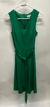 Load image into Gallery viewer, Calvin Klein Womens Green V-Neck Sleeveless Tie Waist Fit & Flare Dress Size 6