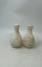 Load image into Gallery viewer, Harry & David Ceramic Embossed Grape And Leaf Designs Oil And Vinegar Cruets Set