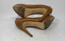 Load image into Gallery viewer, Michael Kors Womens Antoinette Brown Leather Padlock Pump Heels Size 5 1/2M