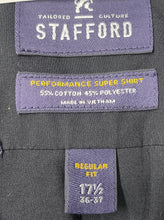 Load image into Gallery viewer, Stafford Mens Black Long Sleeve Performance Super Dress Shirt Size 17.5 36-37