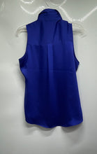 Load image into Gallery viewer, Express Womens Blue Sleeveless Slim Fit Portofino Button Front Blouse Top Size S