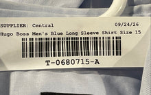 Load image into Gallery viewer, Hugo Boss Mens Blue Long Sleeve Collared Slim Fit Dress Shirt Size 15
