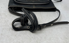 Load image into Gallery viewer, Franco Sarto Womens Black Pebbled Leather Adjustable Strap Zip Top Crossbody Bag