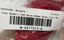Load image into Gallery viewer, Toms Womens Red Beige Open Toe Slip-On Wedge Espadrille Heels Size 6.5