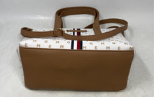 Load image into Gallery viewer, Tommy Hilfiger Womens Beige And Brown Monogram Print Satchel Handbag With Tags