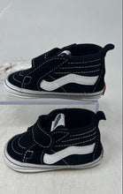 Load image into Gallery viewer, Vans Kids Sk8-Hi Crib White Black Hook And Loop Low Top Sneaker Shoes Size 3