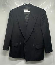 Load image into Gallery viewer, Reda Mens Black Striped Notch Lapel Double-Breasted Blazer Jacket Size 37