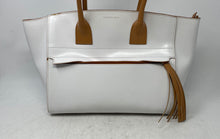Load image into Gallery viewer, BCBGMaxAzria Womens White Tan Inner Pockets Bottom Studs Shoulder Tote Purse