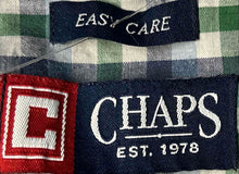 Load image into Gallery viewer, Chaps Mens Blue Green Plaid Long Sleeve Easy Care Button-Up Shirt Size Large