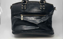 Load image into Gallery viewer, Anais Gvani Womens Black Crocodile Embossed Faux Leather Studded Shoulder Bag
