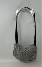 Load image into Gallery viewer, Loft Womens Silver Rhinestone Embellished Magnetic Flap Medium Shoulder Bag