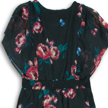 Load image into Gallery viewer, DKNY Womens Black Multicolor Floral V-Neck Flutter Sleeve Midi Dress Size 14