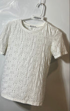 Load image into Gallery viewer, Zara Womens White Crew Neck Short Sleeve Eyelet Embroidery Pullover T-Shirt Sz S
