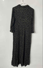 Load image into Gallery viewer, Zara Womens Green Black Leopard Print 3/4 Sleeve Collared Shirt Dress Size Small