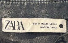 Load image into Gallery viewer, Zara Womens Black Faux Leather Side Zipper Wide-Leg Cropped Pants Size M
