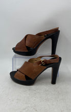 Load image into Gallery viewer, L'Autre Chose Womens Brown Leather Criss-Cross Buckle Platform Heels Size EUR 39